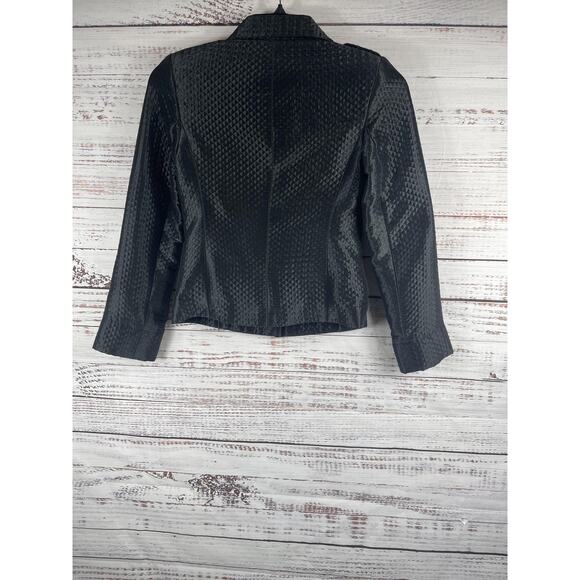 Bernard Zins Paris Jacket Women's 4 Black Silk Blend Jacquard Button Front Trim - Picture 7 of 9